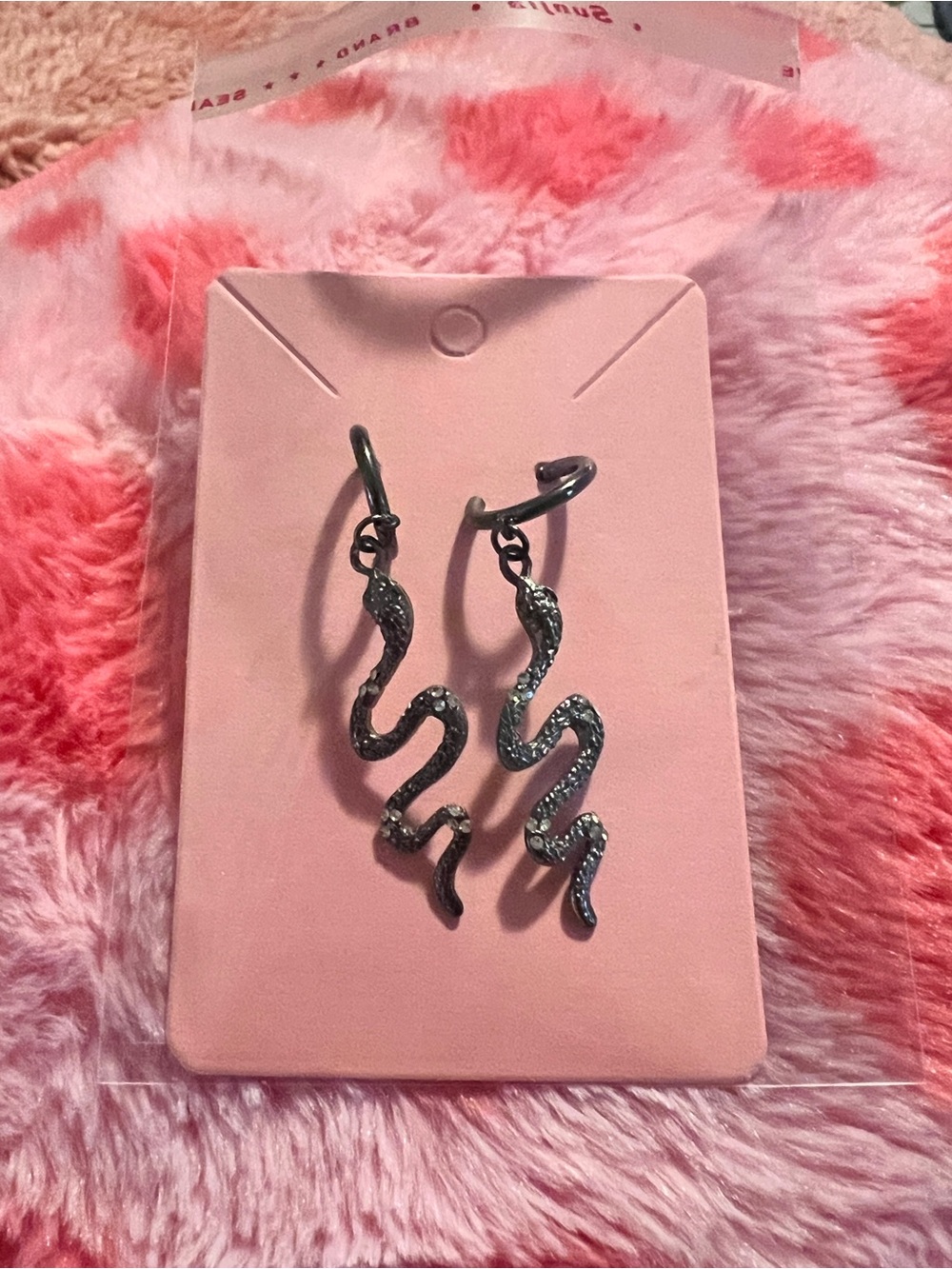 Snake Dangle Earrings - Silver Tone